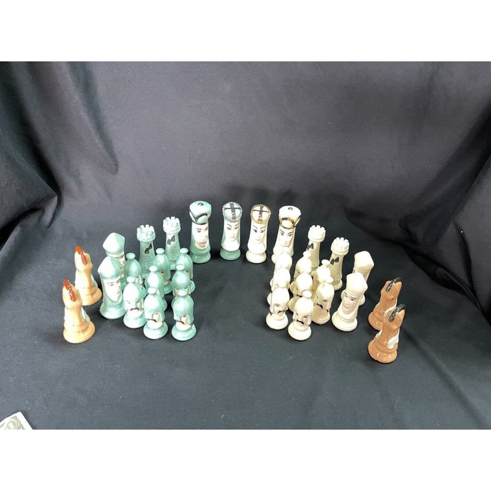 MCM Chess Set Hand Painted 32 Pieces